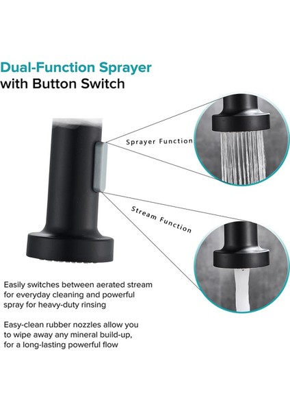Sipirialli Uzatma Hortumlu Mutfak Eviye Bataryası Kaliteli Siyah Garantili Musluk