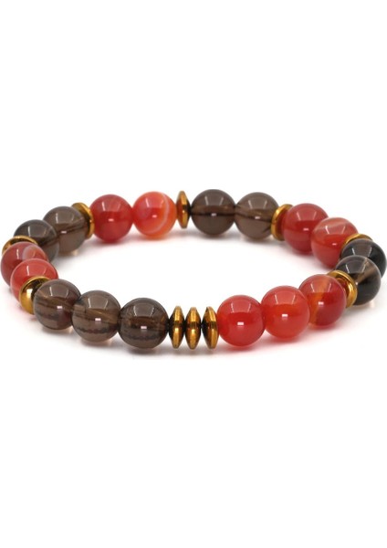 Akik ve Dumanlı Kuvars Hematit (10MM) Doğal Taş Bileklik SPF-A-001 fiyatları
