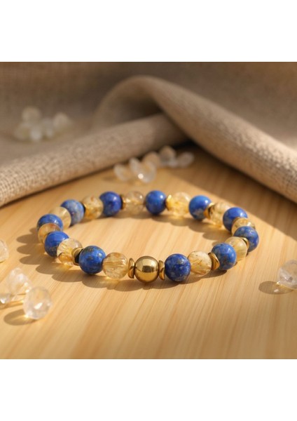Altın Rutilli Kuvars ve Lapis Lazuli Doğal Taş Bileklik SPF-A-006