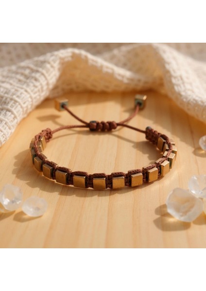 Hematit Macrome Doğal Taş Bileklik SPF-A-027