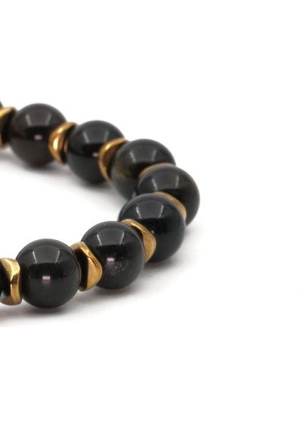Siyah Obsidyen Hematit Doğal Taş Bileklik SPF-A-067 fırsatları
