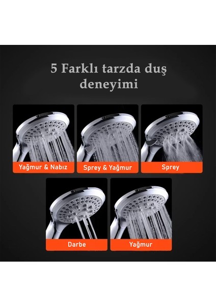 Aquashadow Su Tasarruflu 5 Fonksiyonlu Sağlam Yapılı Krom Banyo Duş Başlığı Kaliteli Duş Telefonu fiyatları