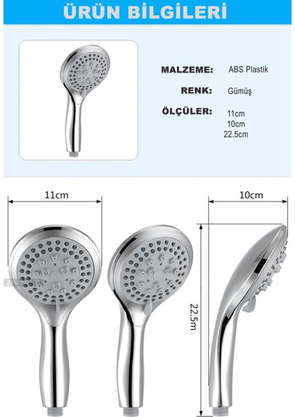 Aquashadow Su Tasarruflu 5 Fonksiyonlu Sağlam Yapılı Krom Banyo Duş Başlığı Kaliteli Duş Telefonu fırsatları