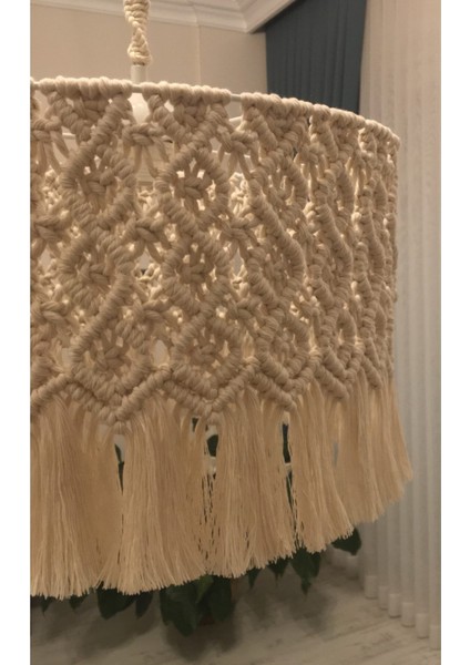 Ekru Makrome Sarkıt Avize 35CM Şık ve Modern Dekoratif Aydınlatma fiyatları