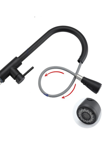 Uzatma Hortumlu Siyah Mutfak Eviye Bataryası Sipirialli Esnek Fonksiyonlu Başlıklı Musluk Batarya indirimleri