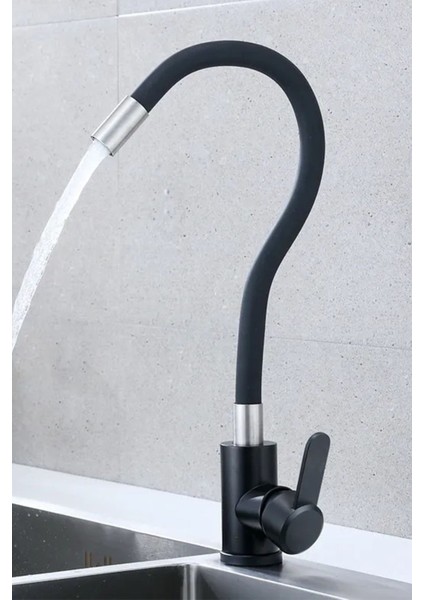 Esnek Bükülebilir Siyah Delta Mutfak Eviye Bataryası Aç Kapa Delta Kollu Bataryası Musluk
