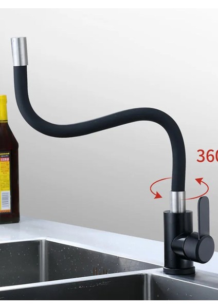 Esnek Bükülebilir Siyah Delta Mutfak Eviye Bataryası Aç Kapa Delta Kollu Bataryası Musluk fırsatları