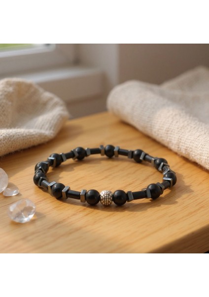 Shungite ve Hematit Doğal Taş Bileklik SPF-A-061