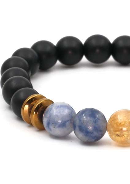Sitrin Sodalit Oniks Hematit Doğal Taş Bileklik SPF-A-063 fırsatları