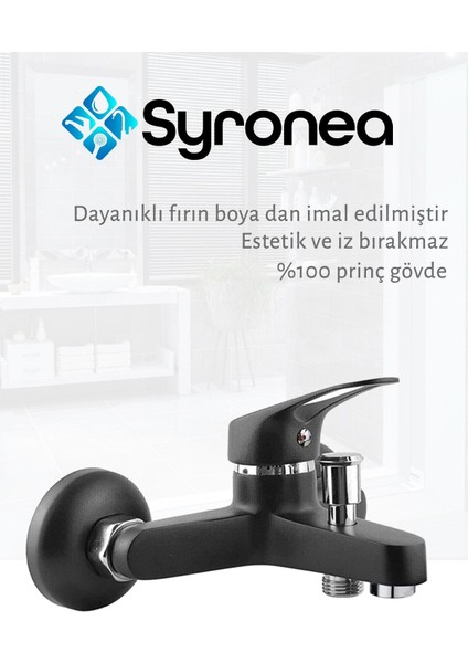 Siyah Mix Banyo Bataryası Duş Aç Kapa Musluk Sıcak Soğuk Su Girişli 3 Yıl Garanti fiyatları