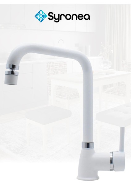 Delta Beyaz Mutfak Evye Lavabo Bataryası 360 Derece Döner Başlıklı Batarya Musluk