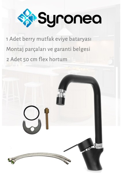 Siyah Mutfak Eviye Bataryası Aç Kapa Musluk modelleri