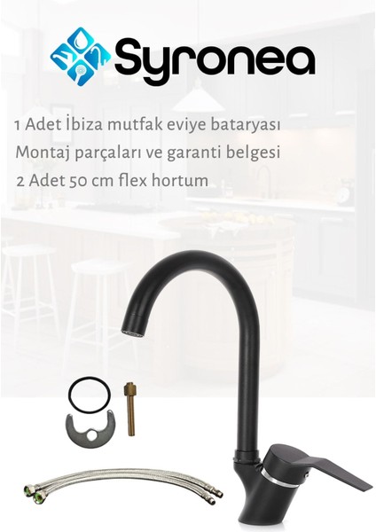 Ibiza Siyah Mutfak Eviye Bataryası Aç Kapa Musluk modelleri