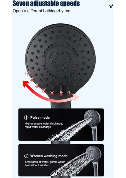 Siyah Mamba 5 Fonksiyonlu Banyo Duş Başlığı 1,5 Metre Hortum ve Yapışkanlı Mafsal Set Telefon modelleri