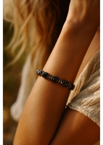 Siyah Akik ve Hematit Doğal Taş Bileklik SPF-A-064