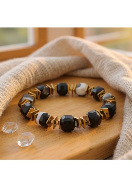 Siyah Akik ve Hematit Doğal Taş Bileklik SPF-A-064 fiyatları