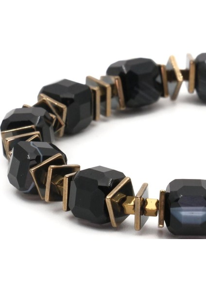 Siyah Akik ve Hematit Doğal Taş Bileklik SPF-A-064 indirimleri