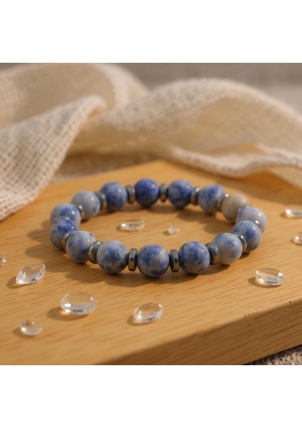 Küre Sodalit ve Hematit Doğal Taş Doğal Taş Bileklik SPF-A-049