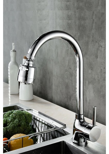 3 Fonksiyonlu Oynar Başlıklı Krom Çubuk Kol Mutfak Evye Bataryası