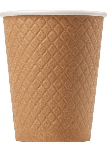 Kahve Bardağı 8 Oz, Küçük Kağıt Çay Bardakları 250 Ml, Soğuk ve Sıcak Içecekler, Waffle Kraft 20 Adet