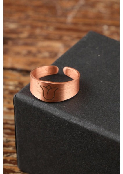 El Yapımı Motifli Saf Bakır Unisex Yüzük SPF-Y-007