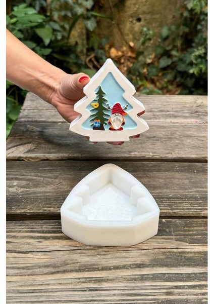 2d Noel Baba Desenli Silikon Mum Kalıbı Beyaz, Şık ve Kullanışlı Tasarım