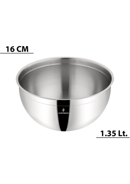 16 cm Parlak Çelik Kase, Şık ve Dayanıklı Mutfak Gereci