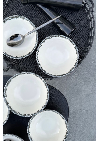 Şık 6 Kişilik 14 cm Siyah Özel Tasarım Porselen Çorba Kase Takımı modelleri
