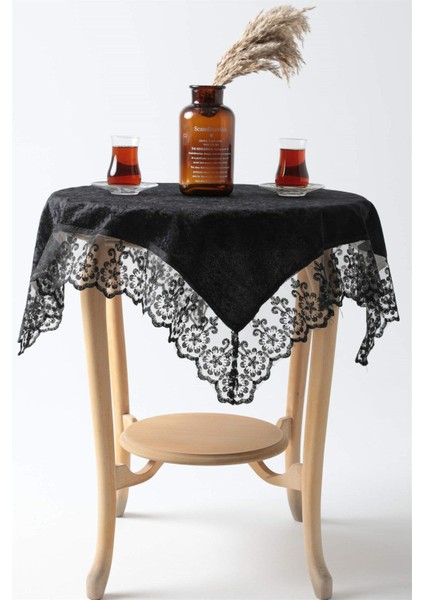 Kadife Fiskos Örtüsü, Siyah, Şık ve Zarif Tasarım