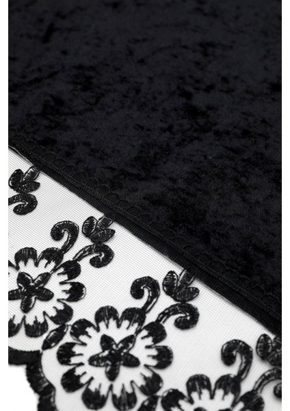 Kadife Fiskos Örtüsü, Siyah, Şık ve Zarif Tasarım fiyatları