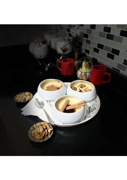 Ekru Porselen Sütlaç Kasesi 3'lü Set