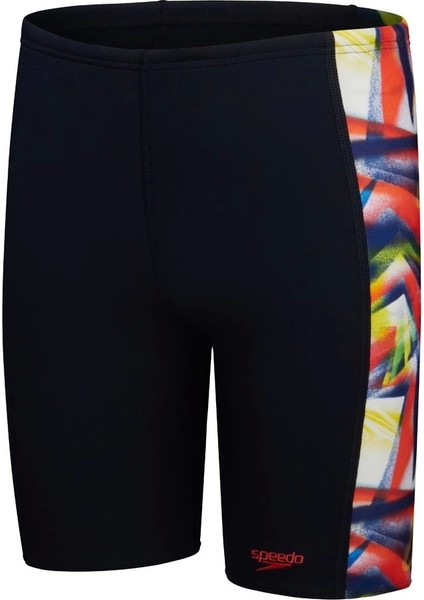 Digital Allover Panel Jam-Mer Erkek Çocuk Yüzücü Mayosu Siyah-Turuncu modelleri