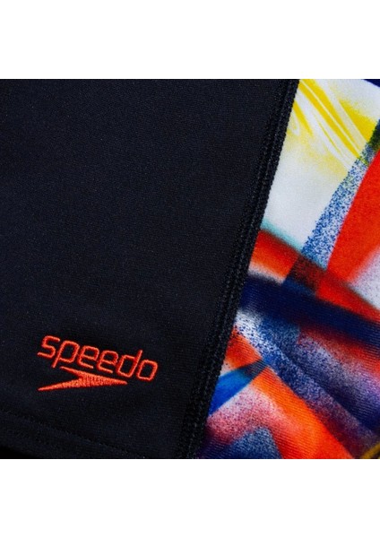 Digital Allover Panel Jam-Mer Erkek Çocuk Yüzücü Mayosu Siyah-Turuncu indirimleri