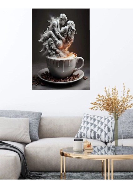 Siyah Kahve Kız Kanvas Tablo, Duvar Dekoru, Hediye Seçenekleri ve Ölçü Tercihleriyle