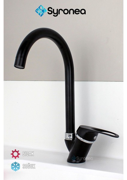 Yukon Siyah Mutfak Eviye Bataryası Mix Aç Kapa Musluk