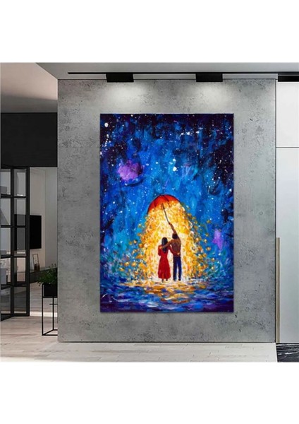 Canlı Renklerle Mutlu Çift Soyut Yağlı Kanvas Tablo DR065