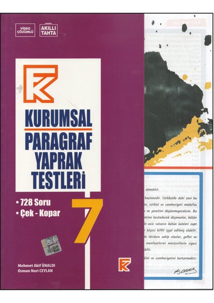 7. Sınıf Kurumsal Paragraf Yaprak Test