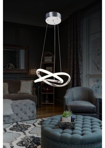 Krom 3 Renkli Modern Alüminyum Avize, Salon ve Oturma Odası Için Şık Aydınlatma