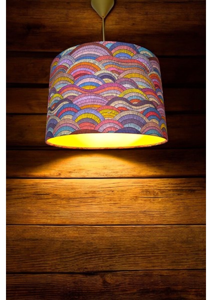 Kumaş Gökkuşağı Model Avize, Oturma Odası, Hol, Antre, Balkon, Beyaz, 30CM-40CM