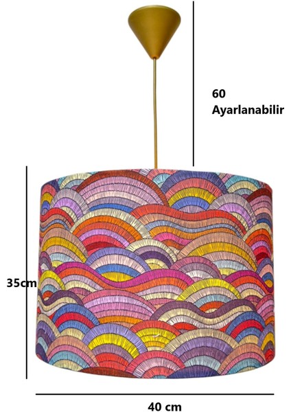 Kumaş Gökkuşağı Model Avize, Oturma Odası, Hol, Antre, Balkon, Beyaz, 30CM-40CM modelleri