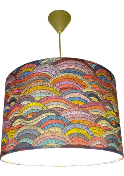 Kumaş Gökkuşağı Model Avize, Oturma Odası, Hol, Antre, Balkon, Beyaz, 30CM-40CM