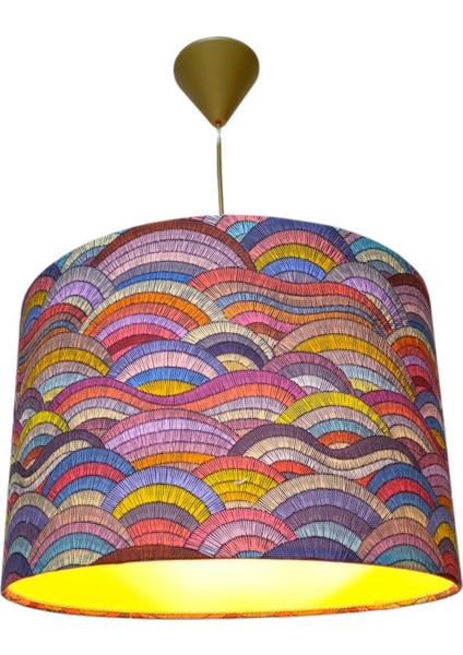 Kumaş Gökkuşağı Model Avize, Oturma Odası, Hol, Antre, Balkon, Beyaz, 30CM-40CM