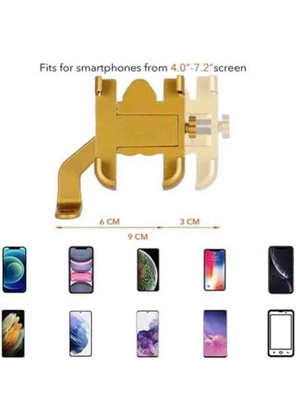 Bisiklet ve Motosiklet Sarı Telefon Tutucu Ayna Bağlantılı Alüminyum Alaşımlı 360 Derece Hareket indirimleri