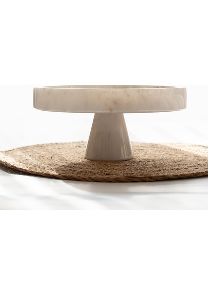 Gaudia Mermer 22CM Kek & Pasta & Kurabiye Sunumluğu - Ayaklı Kek Standı - Ayaklı Sunumluk - Ayaklı Tepsi - Beyaz Gri Damarlı Mermer Sunumluk fiyatları