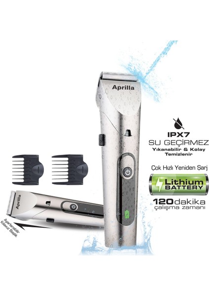 Gümüş Renk Profesyonel Saç Kesme Makinesi, Şık ve Güçlü Tasarım