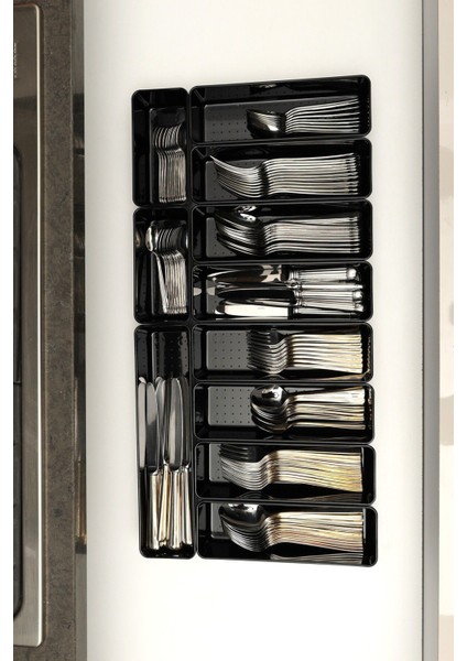 Parlak Siyah (Piano Black) 11'li Set Modüler Çekmece Içi Kaşıklık Organizer Düzenleyici fırsatları