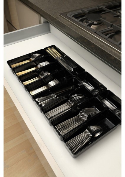 Parlak Siyah (Piano Black) 11'li Set Modüler Çekmece Içi Kaşıklık Organizer Düzenleyici indirimleri