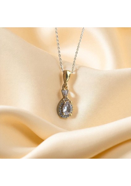 Altın Renkli Damla Taşlı Çelik Kadın Kolye – Zarif ve Işıltılı Tasarım fırsatları