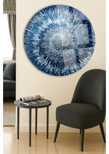 Soyut Mavi Düzen Tasarımı, Dayanıklı Yuvarlak Cam Tablo, Şık Ev Dekoru modelleri