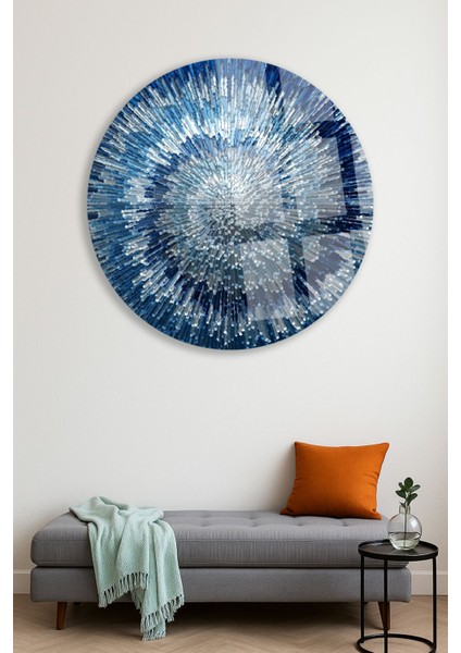 Soyut Mavi Düzen Tasarımı, Dayanıklı Yuvarlak Cam Tablo, Şık Ev Dekoru